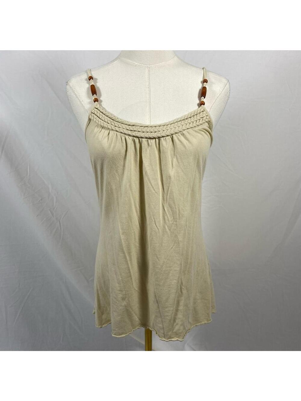Personal Identity cream top wood beads size large‎ y2k boho 2000s preppy